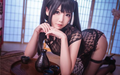 [Cosplay][8K]面饼仙儿 NO.018 黑丝情趣旗袍 Black QiPao