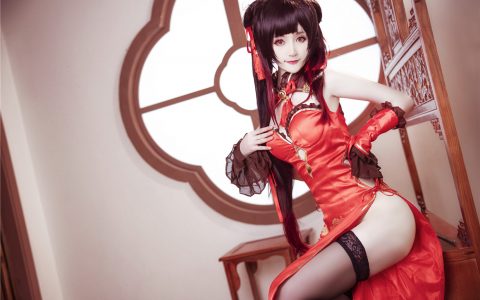 [Cosplay][8K]yui金鱼 – NO.13 时崎狂三 旗袍 Tokisaki Kurumi Qi Pao
