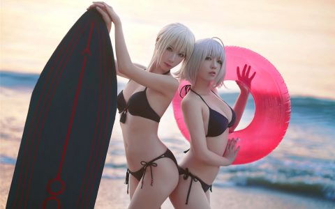 [Cosplay][8K]半半子 BanBanKo - 泳装 Sunset Shore