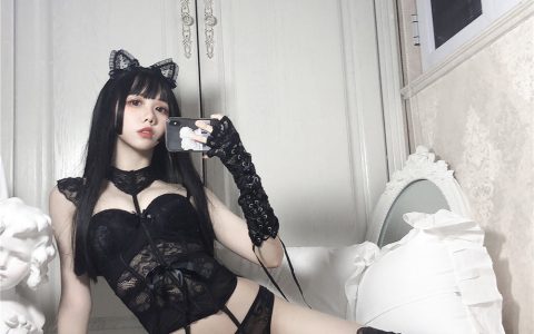 [Cosplay][8K]果咩酱w NO.014 食色 Black Lace Lingeries