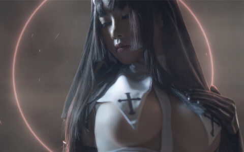 [Cosplay][8K]uki雨季 NO.001 修女黑胶衣 Black Leather Nun