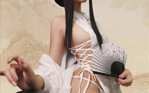 [Cosplay][8K]猫君君_MaoJun NO.017 绑带旗袍 White Qi Pao