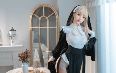 [Cosplay][8K]桜井宁宁 NO.037 修女 Nun with White Stocking