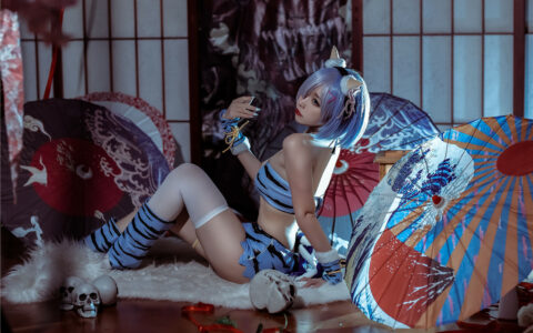 [Cosplay][8K]二佐Nisa NO.114 蕾姆夏日鬼衣 Rem Bikini