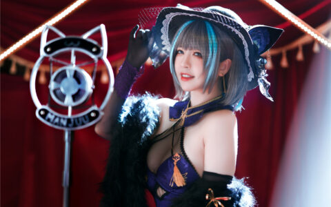 [Cosplay][8K]半半子 NO.52 柴郡旗袍 Azur Lane Cheshire Qi Pao