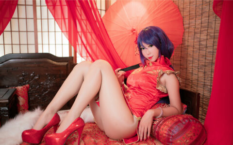 [Cosplay][8K]Money冷冷 NO.15 高雄红旗袍 Azur Lane Takao Red Qi Pao