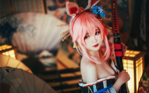 [Cosplay][8K]yui金鱼 NO.24 八重樱+明日方舟 黑 Yae Sakura Arknights Black