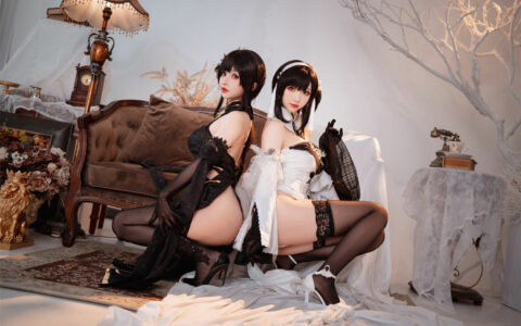 [Cosplay][8K]rioko凉凉子 NO.95 黑白镇海双人 Azur Lane Black&White ChenHai
