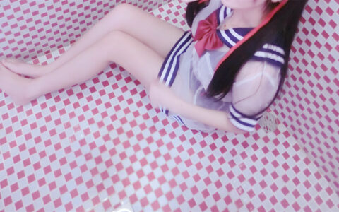 双马尾少女赛高酱 NO.74 浴缸湿身水手服透明罩衫 Sailor suit